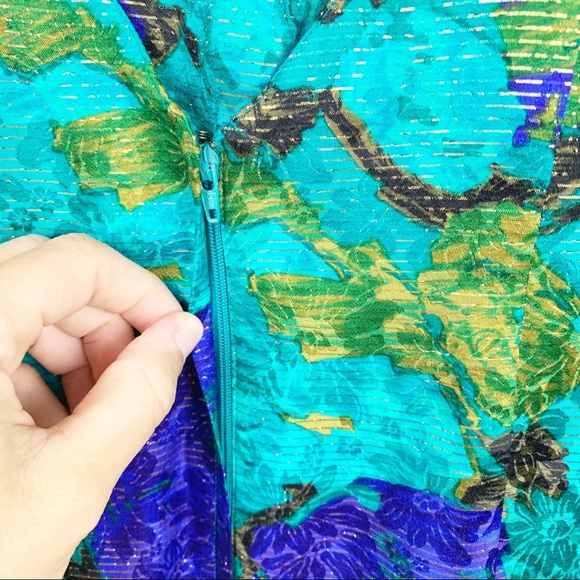 Gillian | Metallic Floral Silk Cutout Dress - Picture 6 of 7